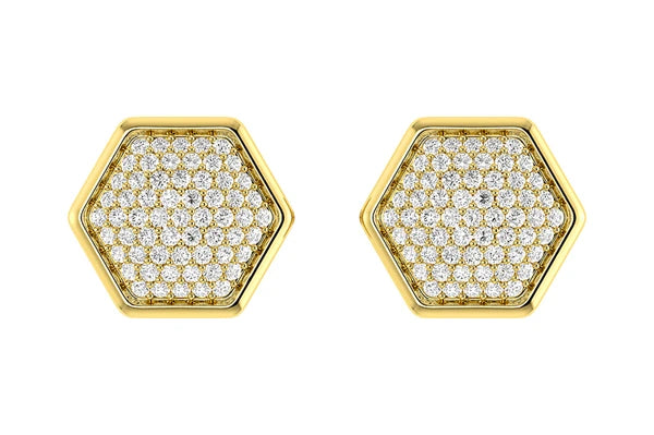 Erkals Jewellers Hexagon Cluster Stud Earrings 18K Gold 0.20ctw