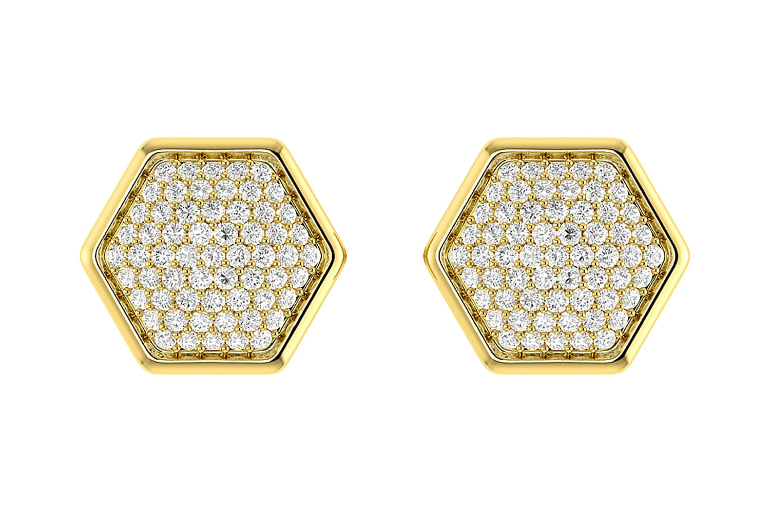 Erkals Jewellers Hexagon Cluster Stud Earrings 18K Gold 0.20ctw