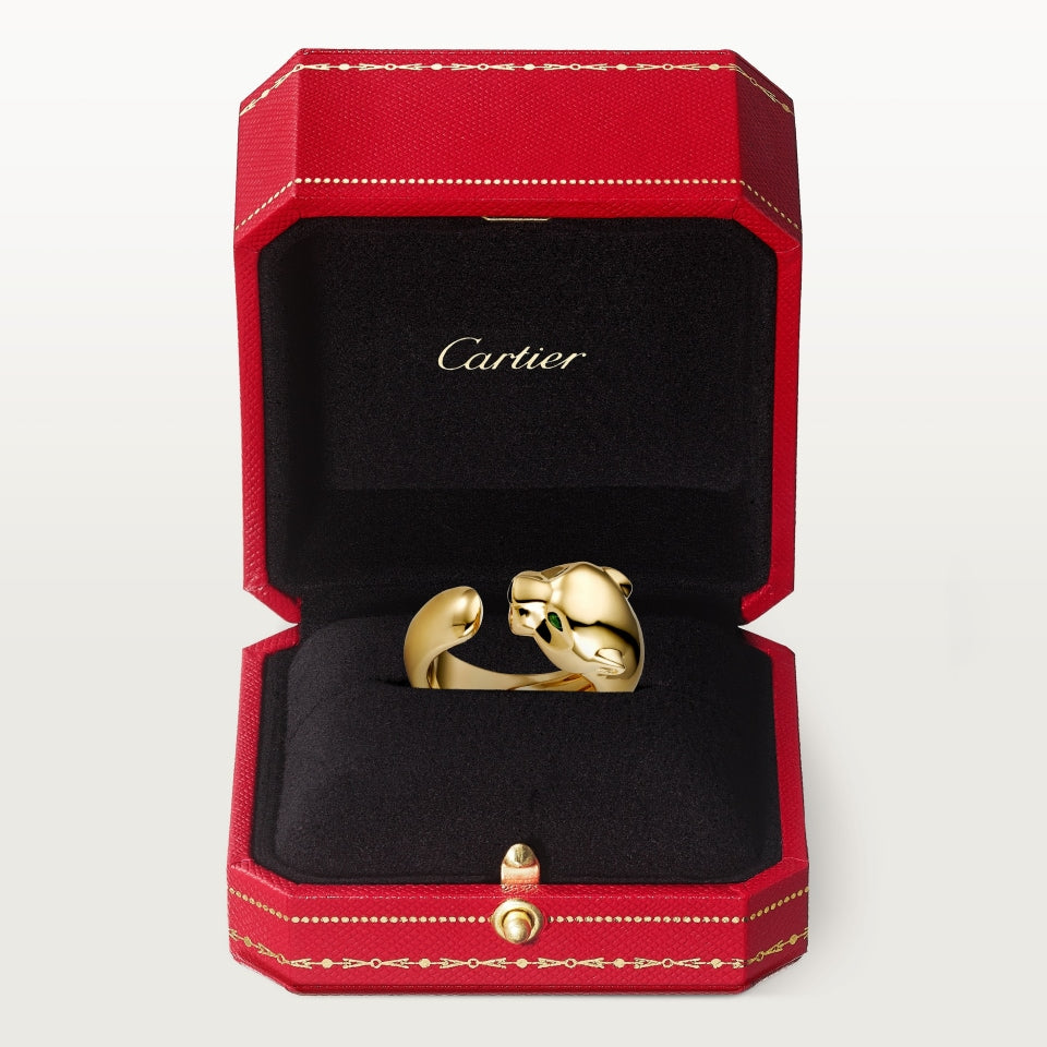 Cartier Panthère de Cartier Ring Medium Model Yellow Gold Onyx Tsavorite Garnet