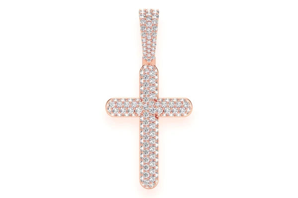 Pendentif diamant Croix pétillante 1,10 ct en or massif 14 carats