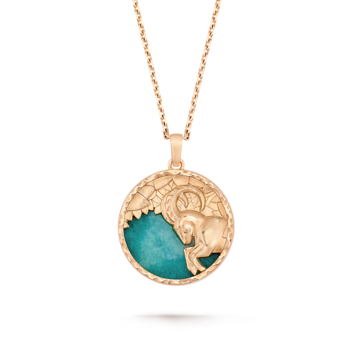 Van Cleef & Arpels Zodiaque Capricorni (Capricorn) Amazonite Long Necklace 18K Rose Gold