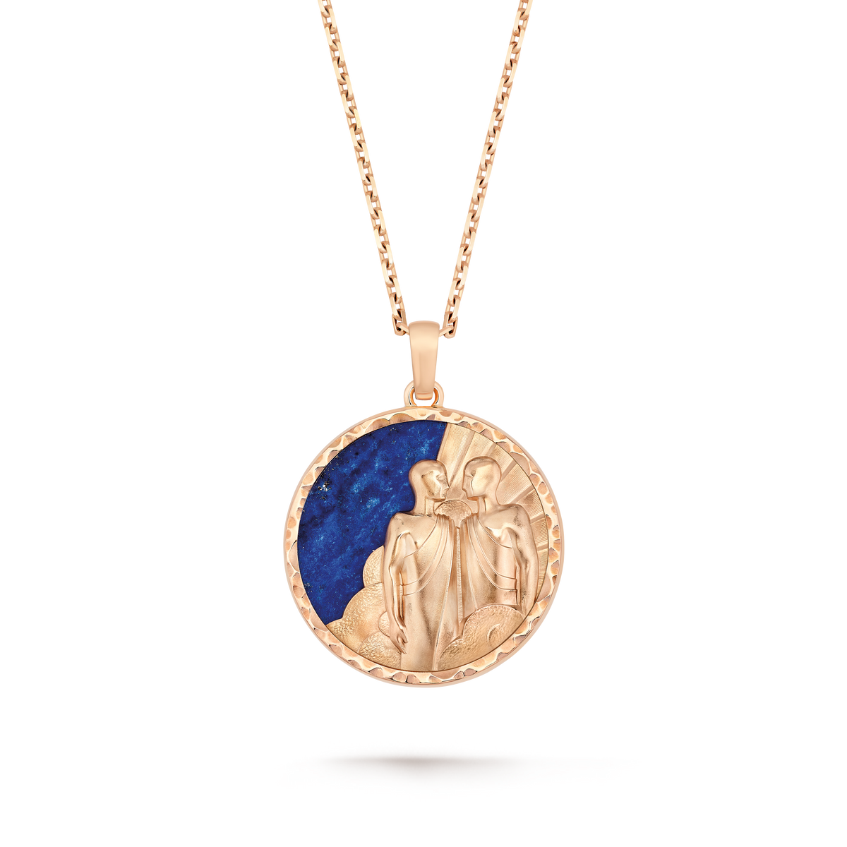 Van Cleef & Arpels Zodiaque Geminorum (Gemini) Lapis Lazuli Long Necklace 18K Rose Gold