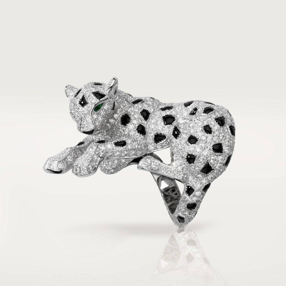 Cartier Panthère de Cartier Ring Platinum Emeralds Onyx Diamonds