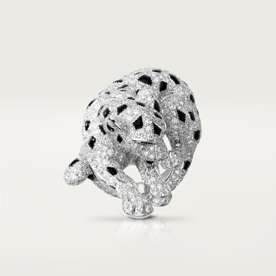 Cartier Panthère de Cartier Ring Platinum Emeralds Onyx Diamonds