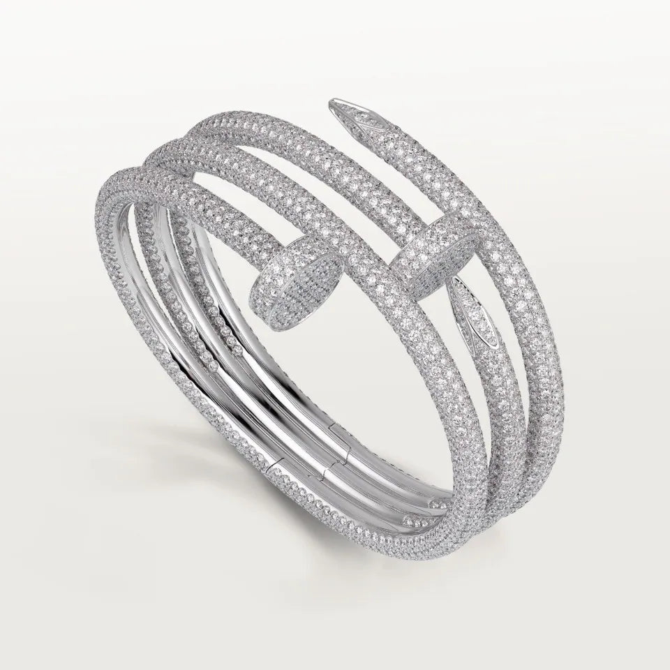 Cartier Juste un Clou Bracelet Double Paved Diamonds 18K White Gold