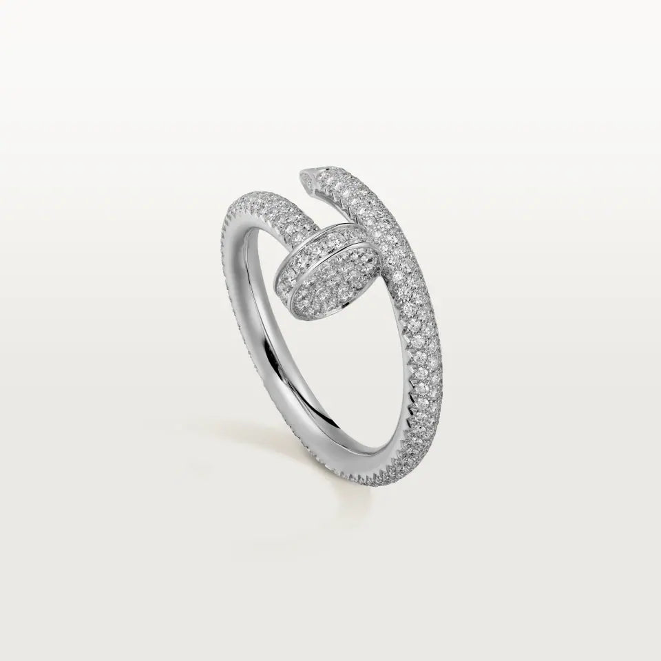 Cartier Juste un Clou Ring Classic Model Paved Diamonds 18K White Gold