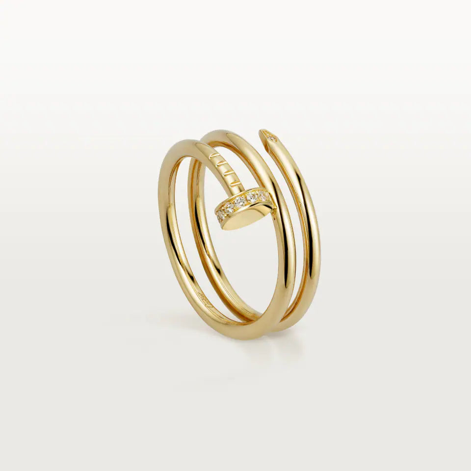 Cartier Juste un Clou Ring Double Diamonds 18K Yellow Gold