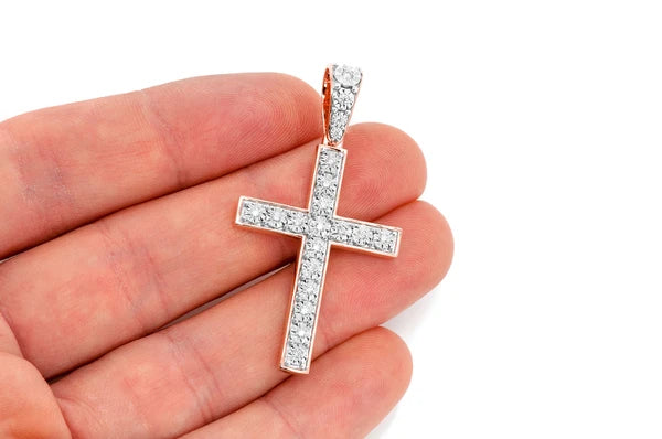 0.35ct Diamond Miracle Set Cross Pendant 18K Solid Gold