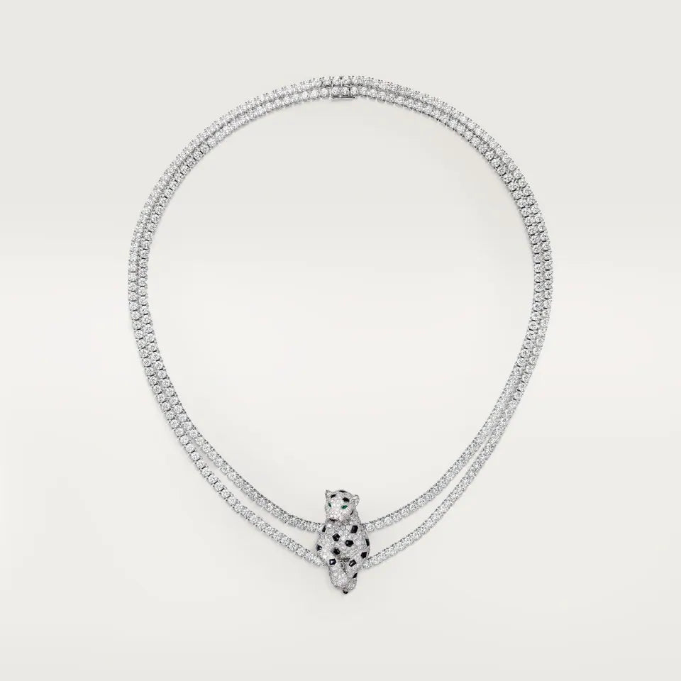 Cartier Panthère de Cartier Necklace Multi-Wear Paved Emerald Onyx Diamonds 18K White Gold