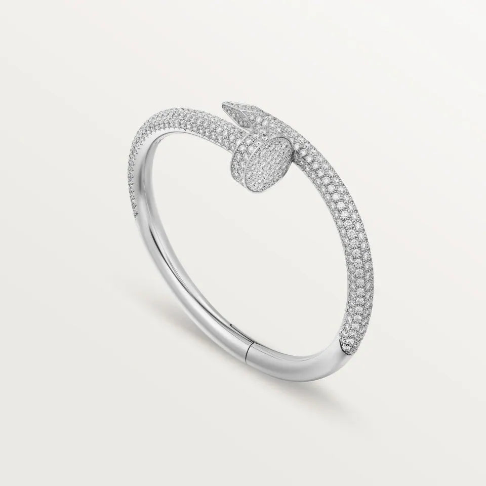 Cartier Juste un Clou Bracelet Large Model Semi-Paved Diamonds 18K White Gold