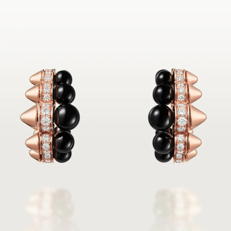 Cartier Clash de Cartier Hoop Earrings Onyx Extra-Large Model Diamonds 18K Rose Gold