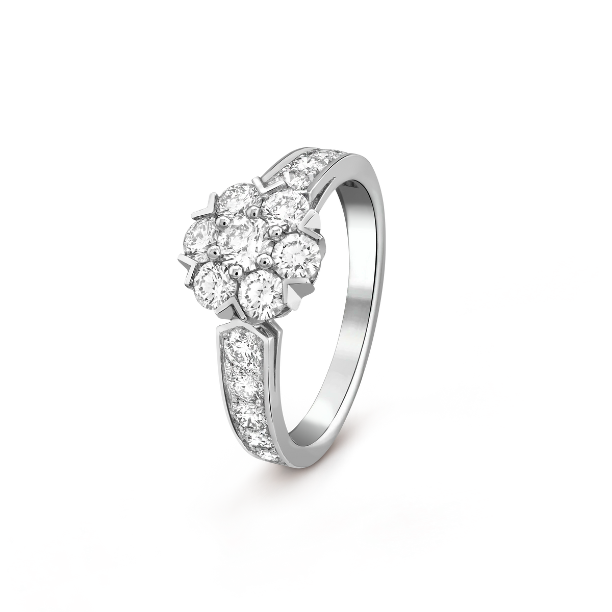Van Cleef & Arpels Fleurette Diamond Ring 18K White Gold