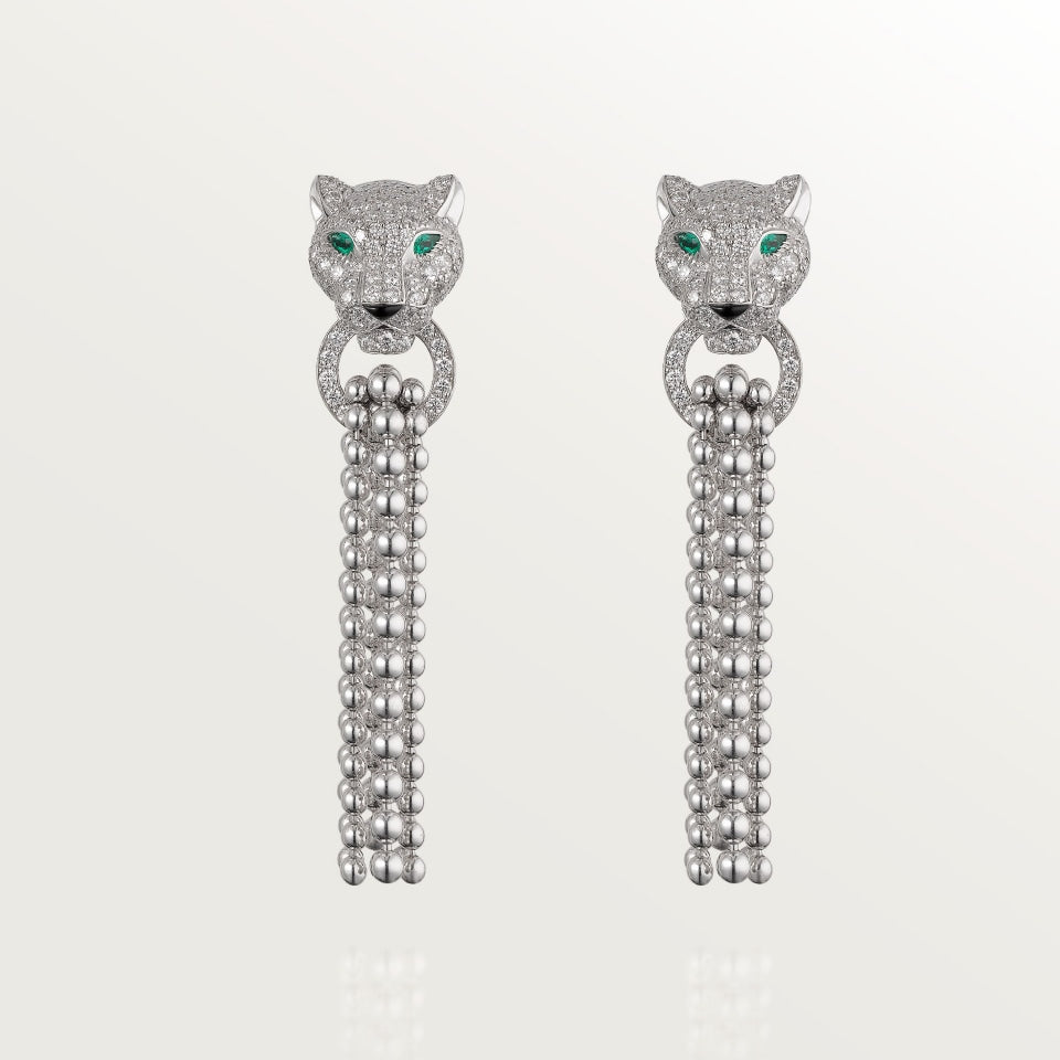 Cartier Panthère de Cartier Earrings White Gold Diamonds Emeralds Onyx