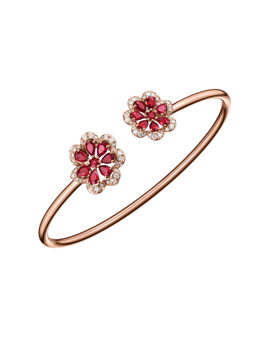 Precious Lace Mini Frou-Frou Diamond & Rubies Bangle 18ct Rose Gold