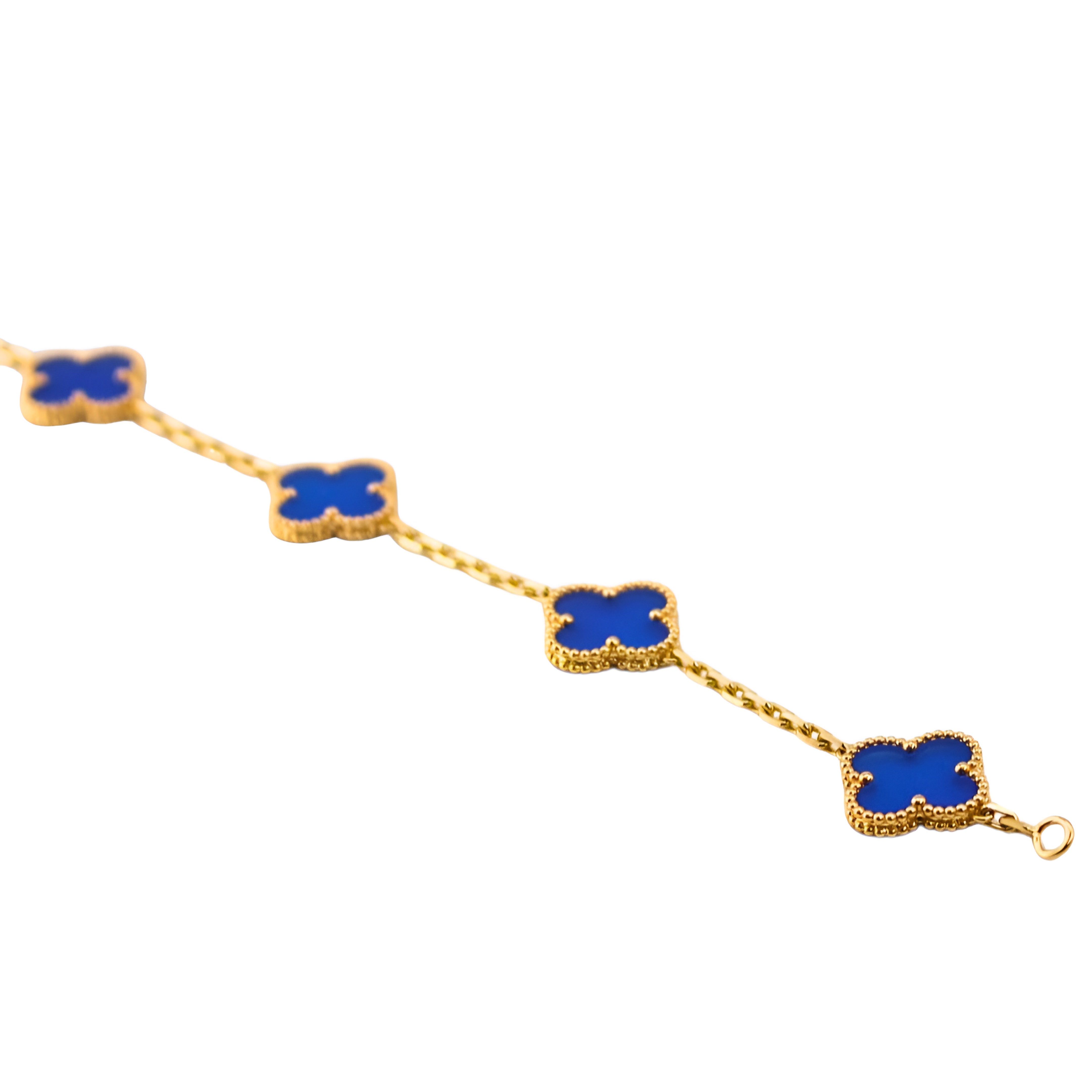 Van Cleef & Arpels Bracelet Vintage Alhambra 5 Motifs Agate Or Jaune 18 Carats