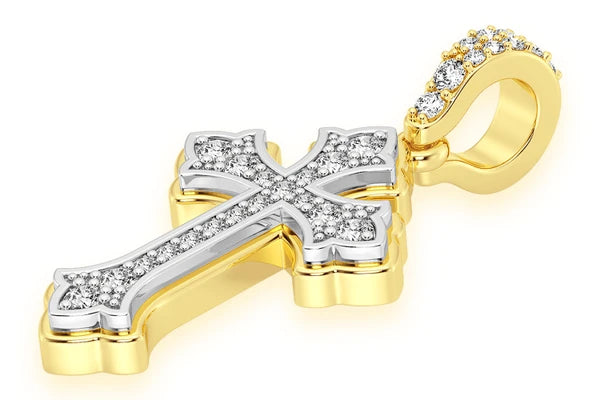 Erkals Jewellers Rounded Cross Pendant 18K Gold Diamond 0.25ctw