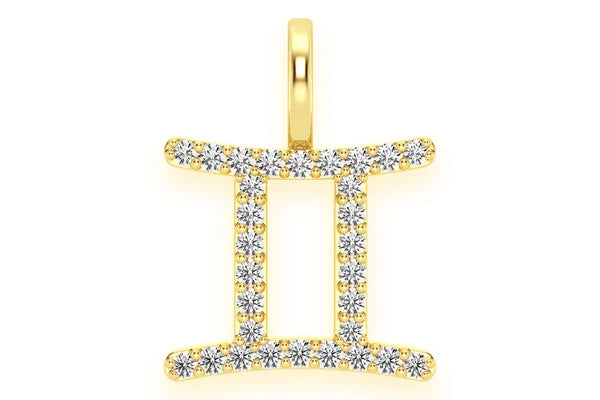 Erkals Jewellers Gemini Zodiac Diamond Pendant 18K Gold 0.10ctw