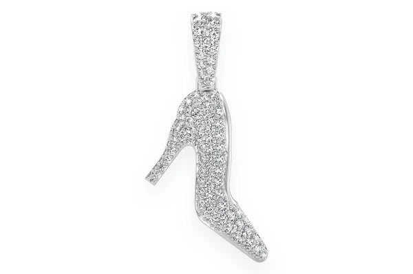 Pendentif diamant à talon haut 0,66 ct en or massif 14 carats