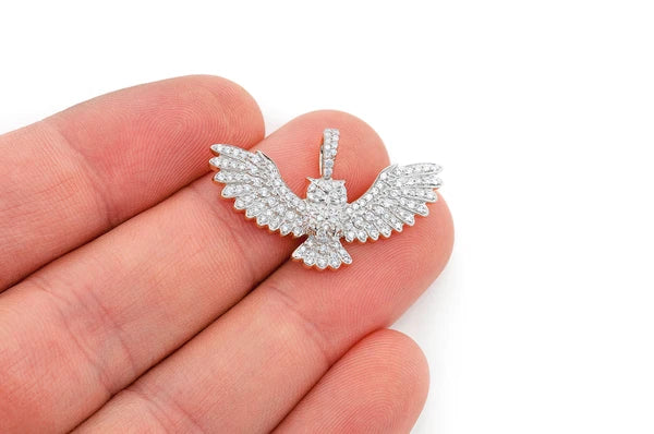 0.75ct Diamond Owl Pendant 18K Solid Gold