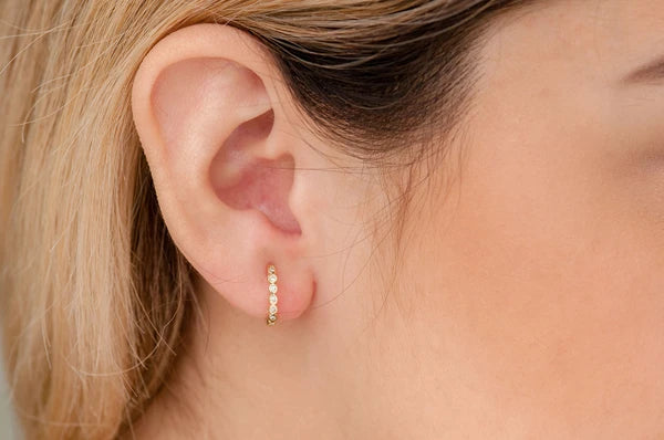 Erkals Jewellers Bezel Set Huggie Hoop Earrings 18K Gold 0.10ctw