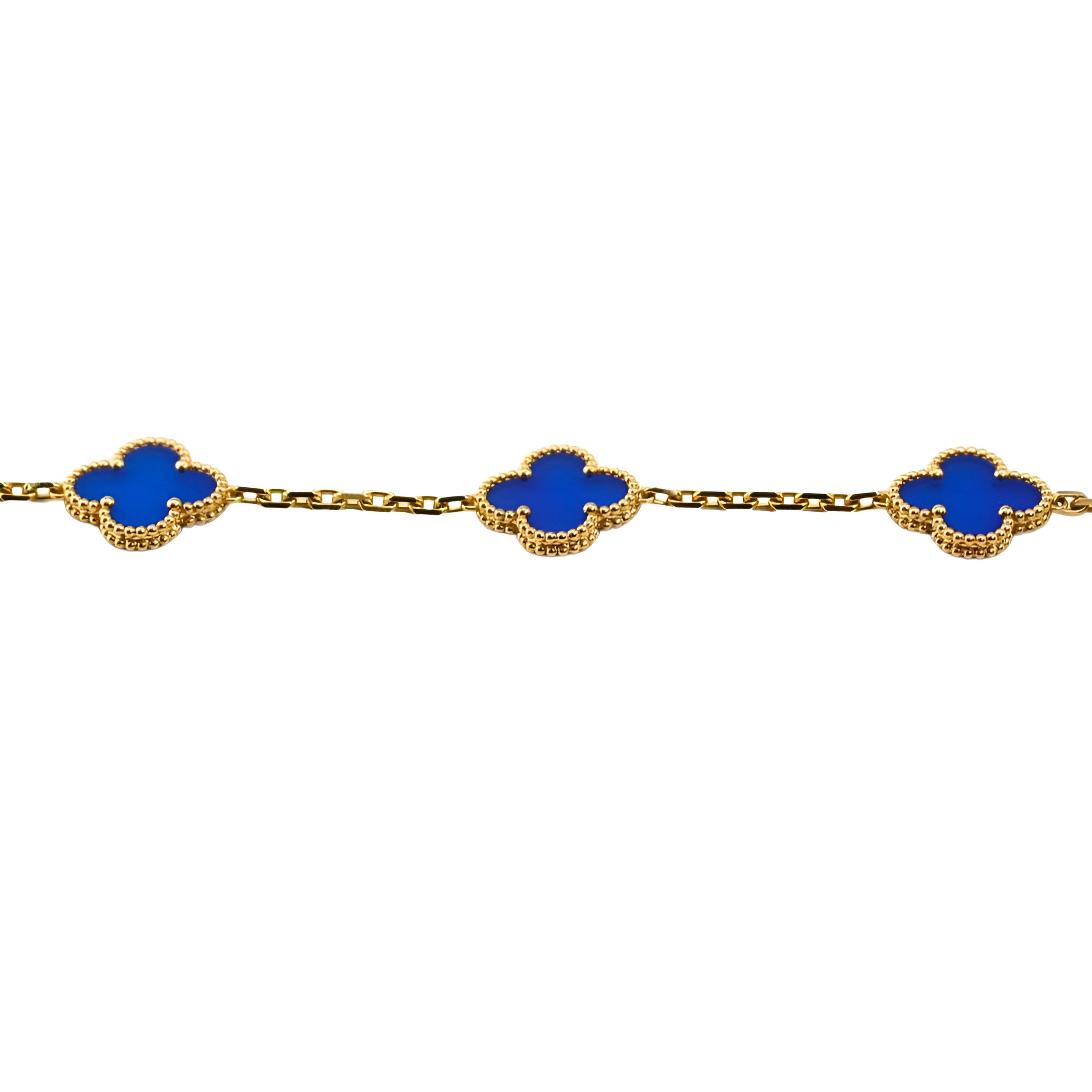 Van Cleef & Arpels Bracelet Vintage Alhambra 5 Motifs Agate Or Jaune 18 Carats