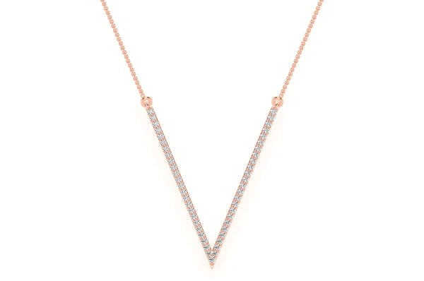 0.33ct Diamond V Connected Necklace 18K Solid Gold