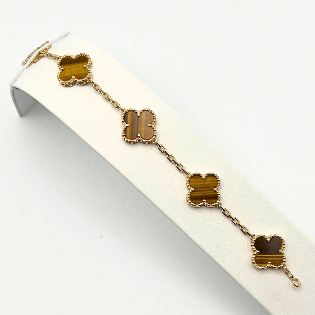 Van Cleef & Arpels Bracelet Alhambra Vintage 5 Motifs Oeil de Tigre Or Jaune 18 Carats