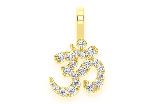 Erkals Jewellers Small Om Pendant 18K Gold Diamond 0.33ctw