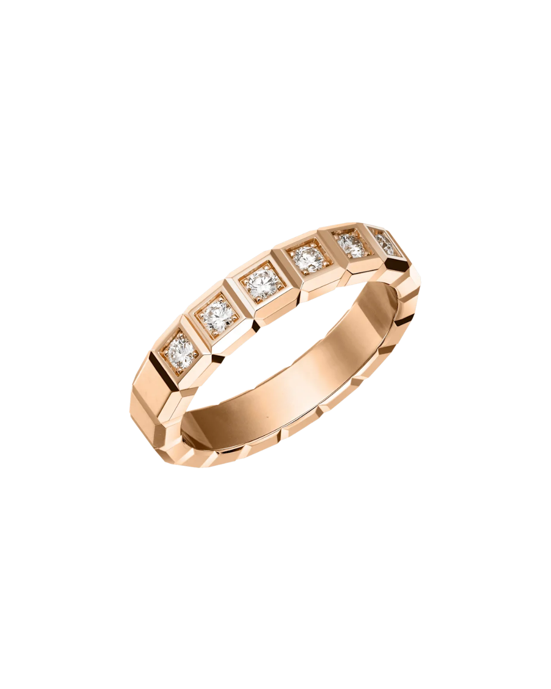 Ice Cube Half-Set Diamond Ring 18ct Rose Gold