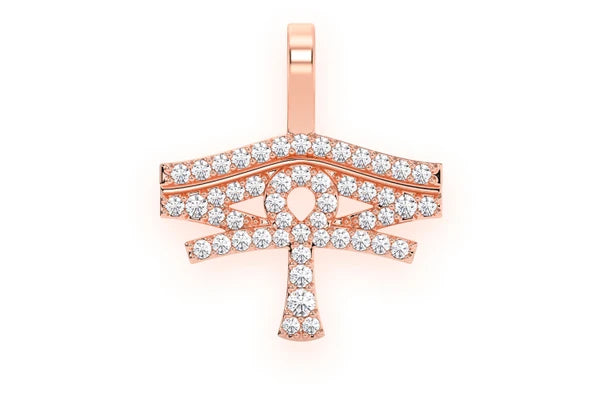Erkals Jewellers Eye Of Ra Ankh Pendant 18K Gold Diamond 0.25ctw