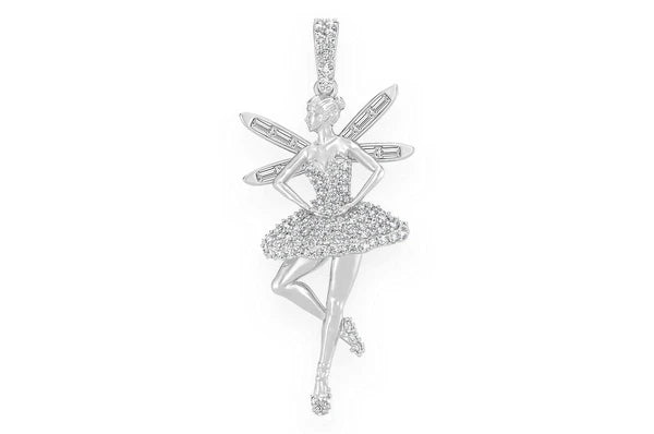 Pendentif diamant Ailes de ballerine 0,65 ct en or massif 14 carats