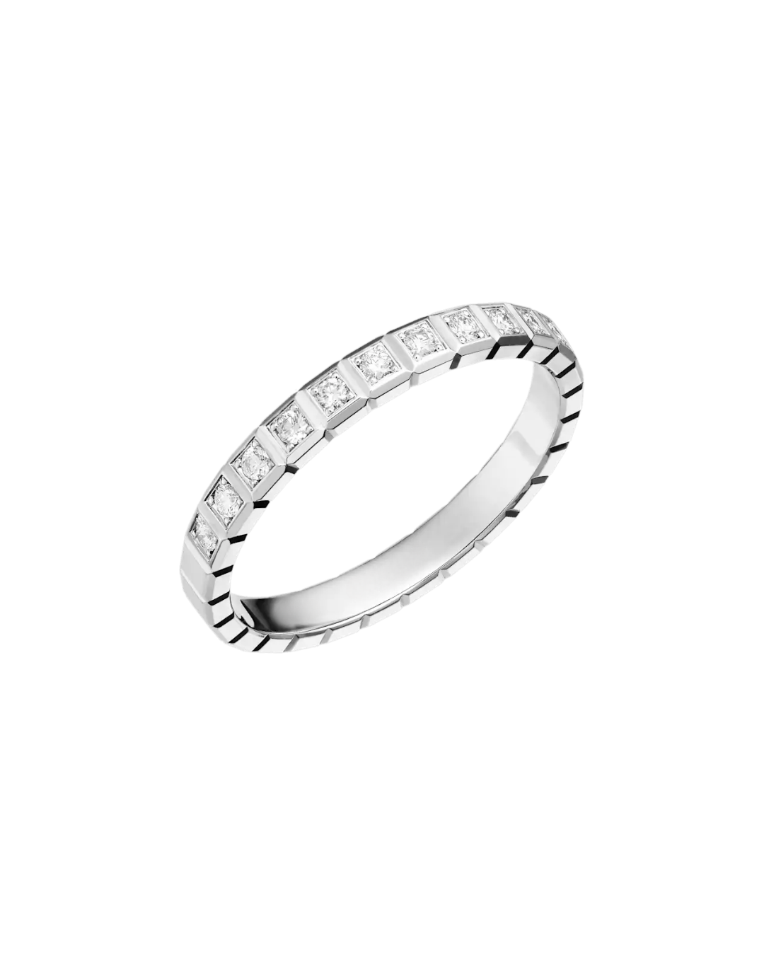 Ice Cube Half-Set Diamond Ring 18ct White Gold