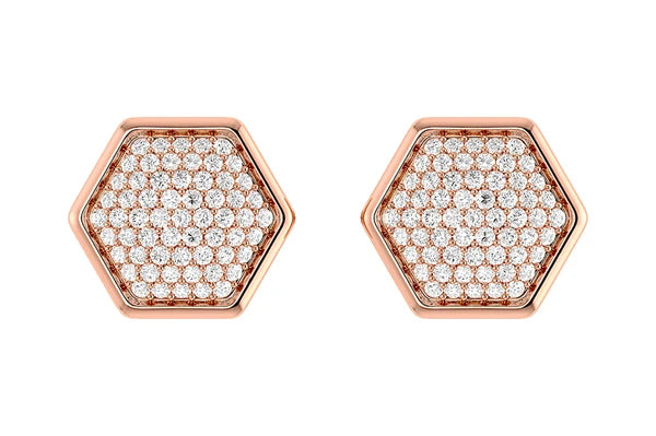 Erkals Jewellers Hexagon Cluster Stud Earrings 18K Gold 0.20ctw
