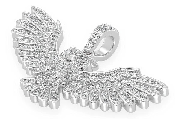 0.75ct Diamond Owl Pendant 18K Solid Gold