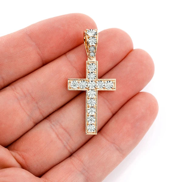 Erkals Jewellers Miracle Set Cross Medium Pendant 18K Gold Diamond 0.25ctw