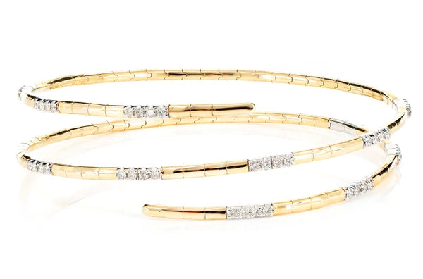 Erkals Jewellers Wrap Flex Diamond Bangle Bracelet 18K Gold 0.60ctw