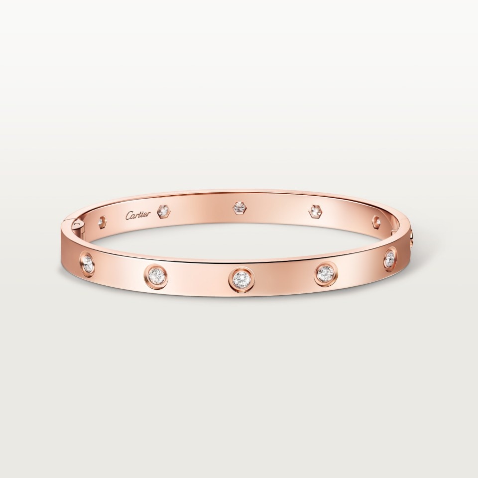 Cartier LOVE Bracelet Classic Model 10 Diamonds Rose Gold