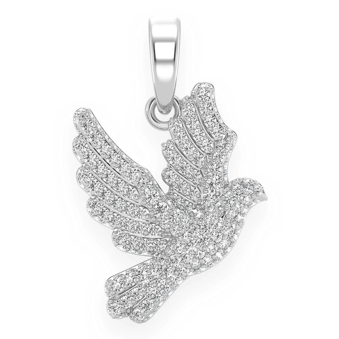0.60ct Diamond Dove Pendant 18K Solid Gold