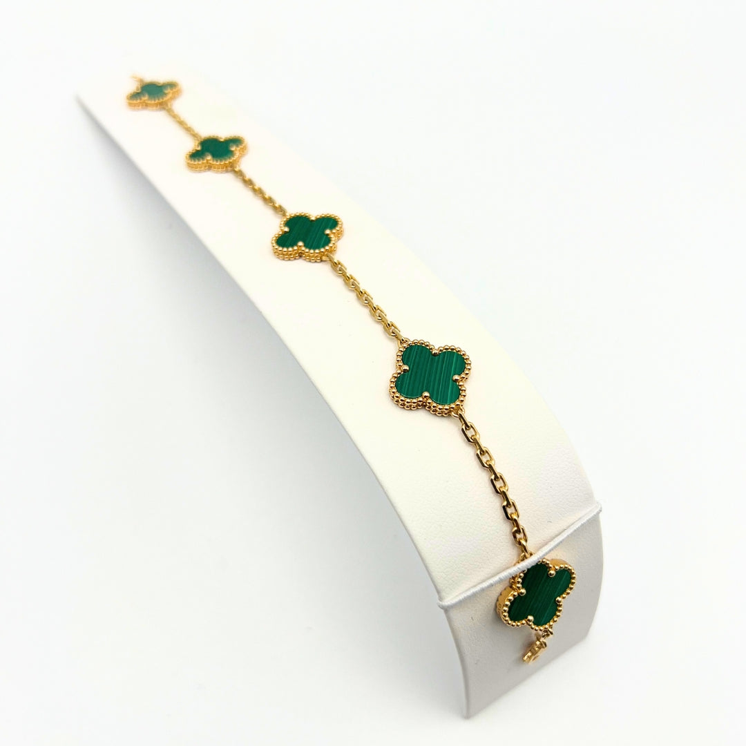 Van Cleef & Arpels Pulsera Vintage Alhambra 5 Motivos Malaquita Oro amarillo de 18 quilates