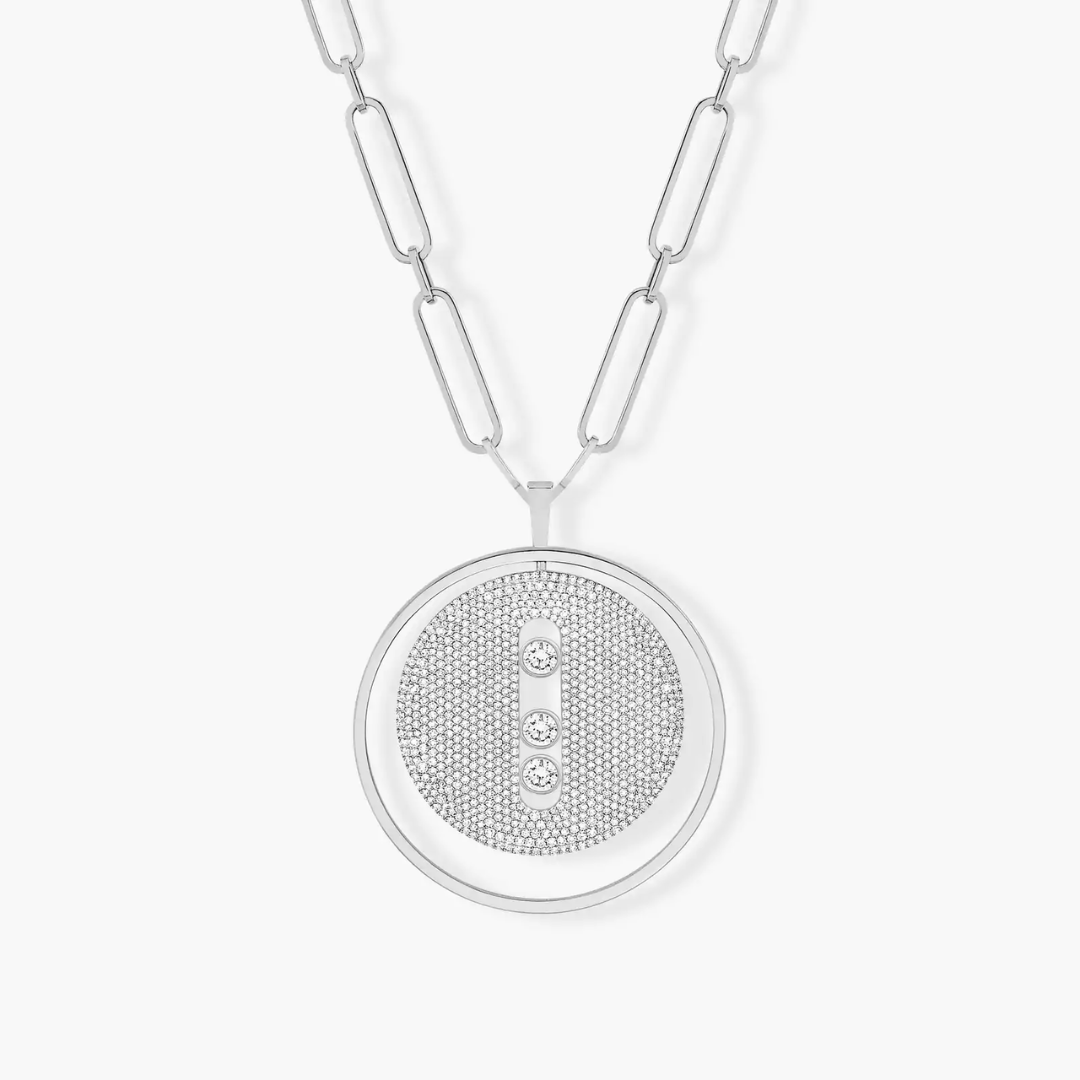 Lucky Move Long Diamond Necklace Pavé LM 18ct Gold
