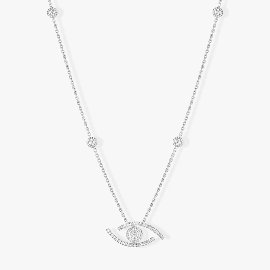 Lucky Eye Diamond Pavé Long Necklace 18ct Gold
