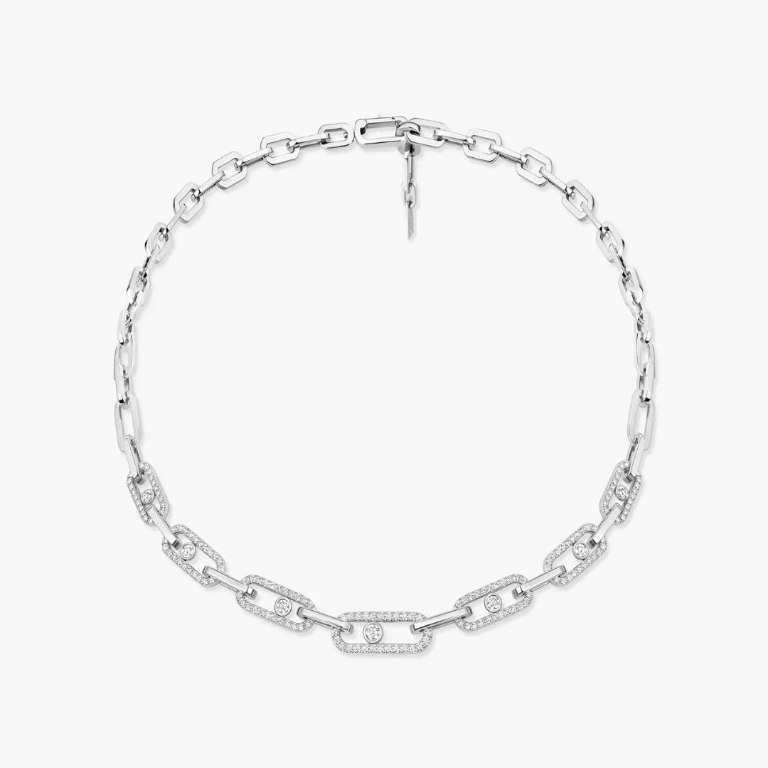 Move Link Pavé Diamond Necklace 18ct Gold