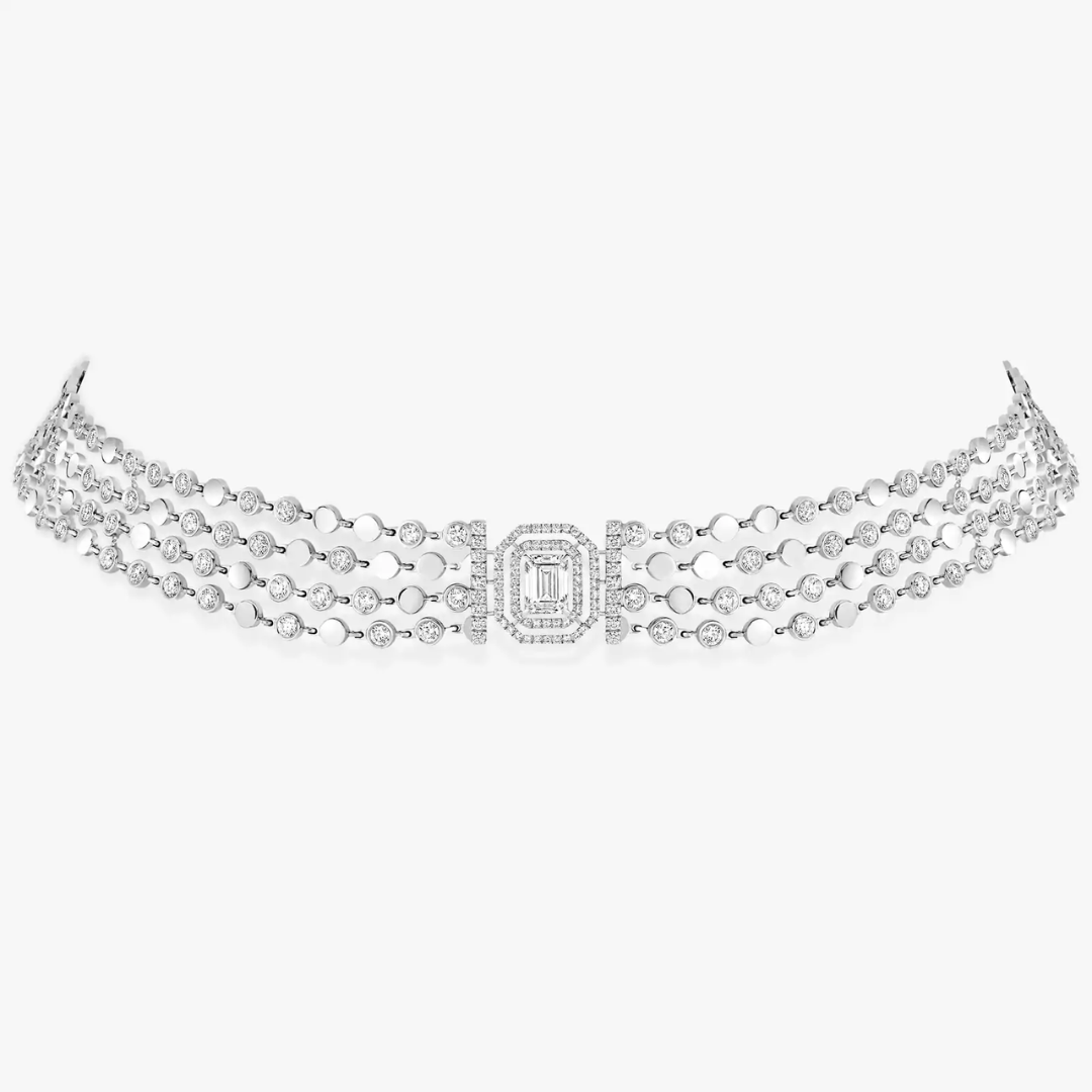 D-Vibes Multi-Row Diamond Necklace 18ct Gold