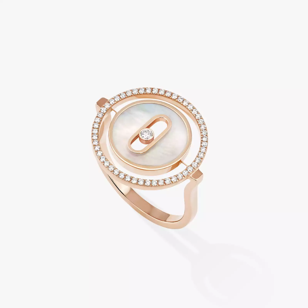 Lucky Move Small Nacre Blanche Diamond Ring 18ct Rose Gold