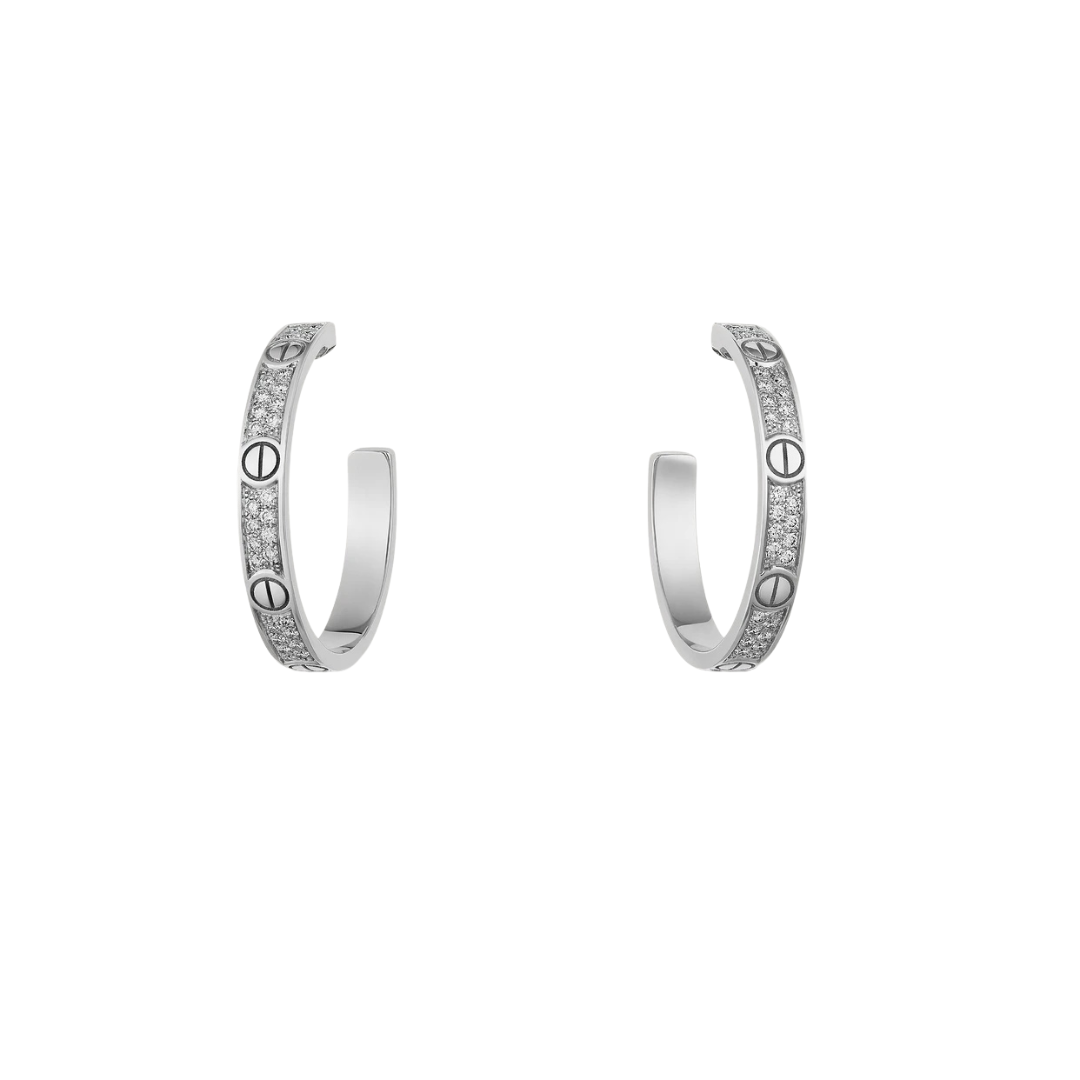 Cartier Love Hoop Paved Diamonds Earrings 18ct White Gold
