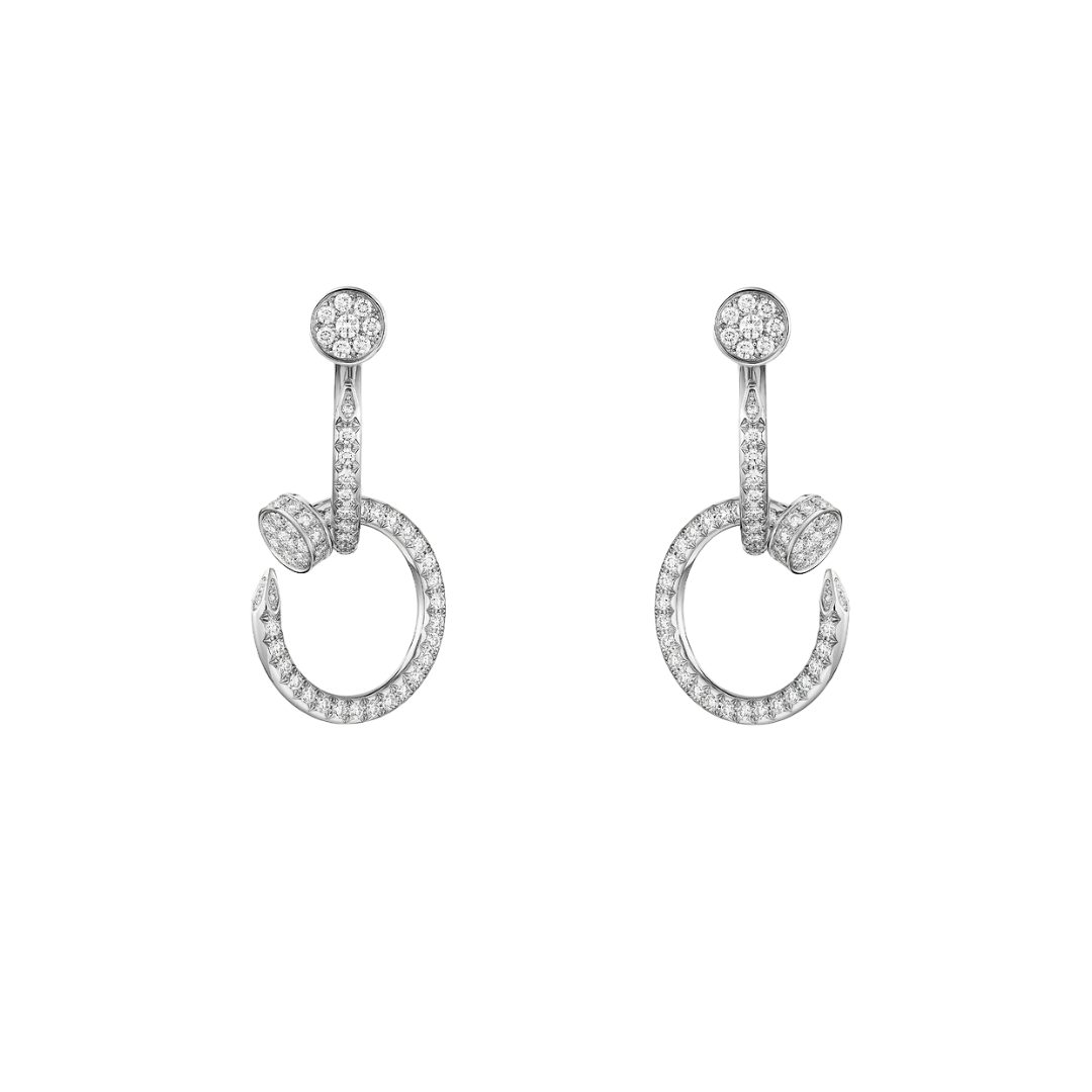 Cartier Juste Un Clou Earring Double Hoop Semi-Paved Diamonds 18ct Gold
