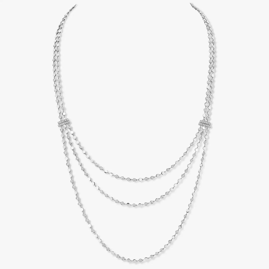D-Vibes Multi-Row Long Diamond Necklace 18ct Gold