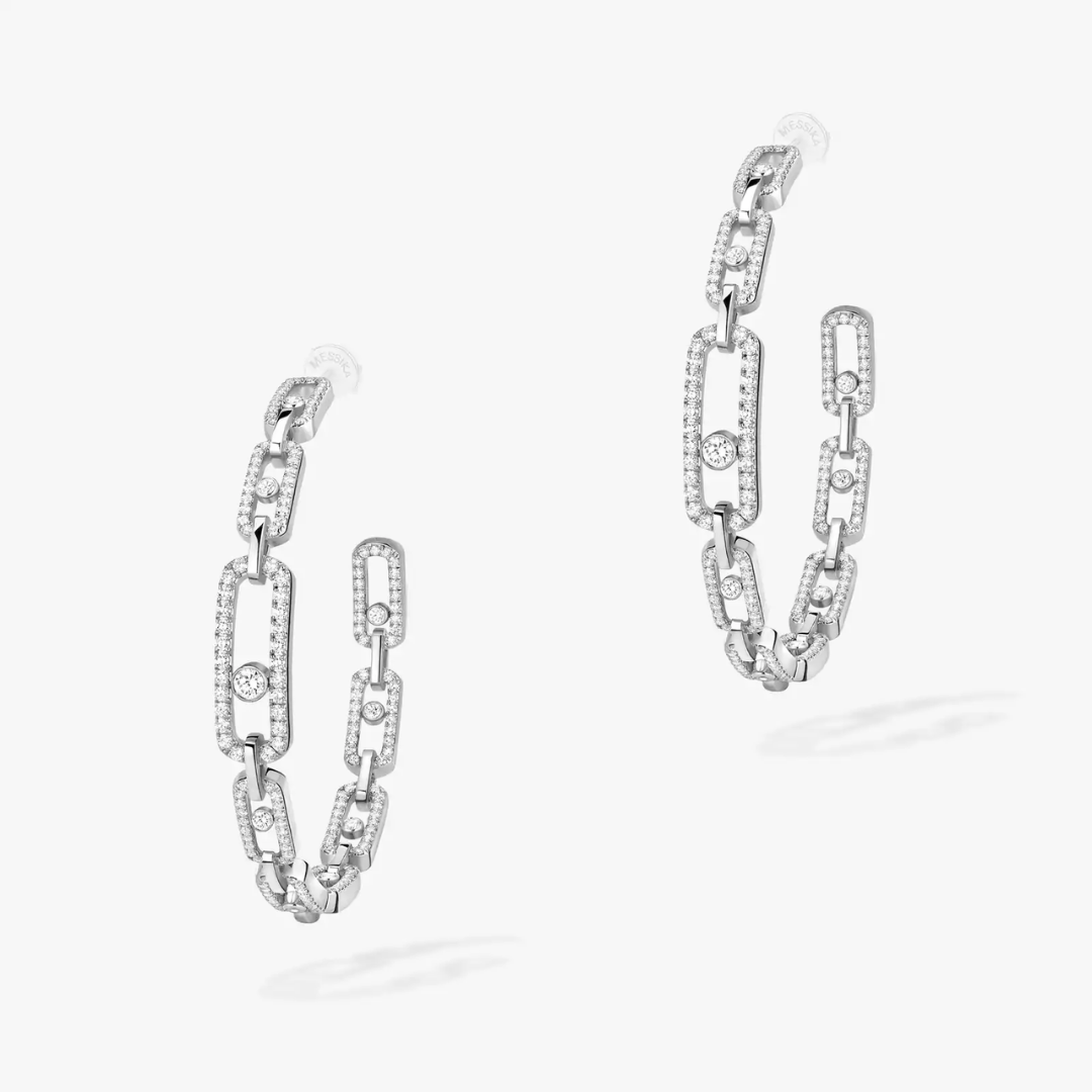 Move Link Large Hoop Diamond Earrings 18ct Gold