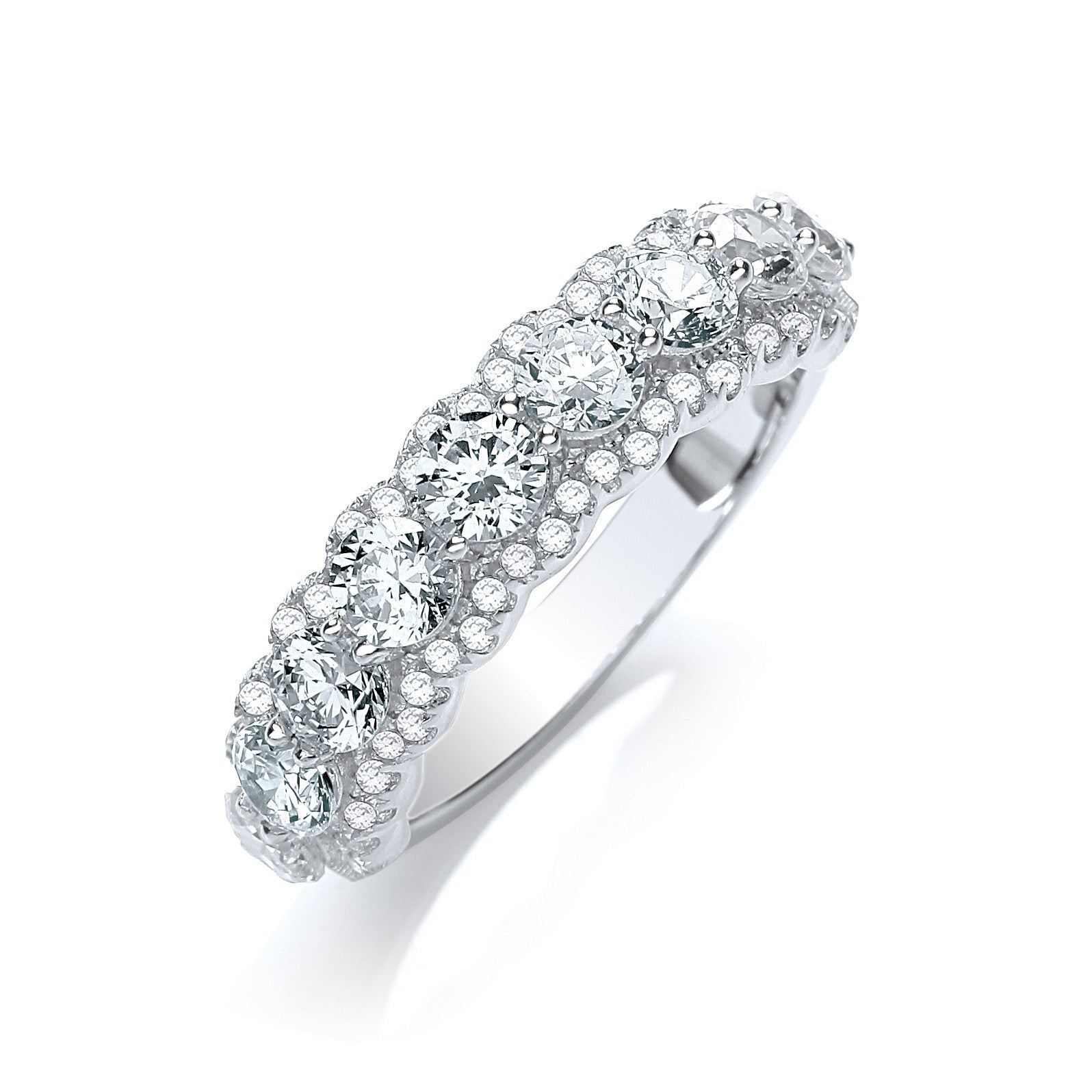 Micro Pave' 9 Cz Stone Ring with 54 Small Cz
