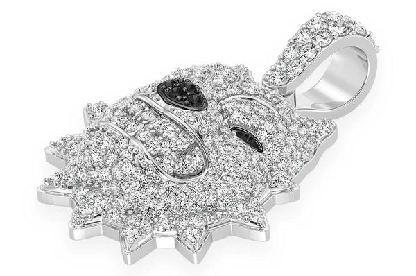 Pitbull Spiked Collar 1.25ct Diamante Colgante 14K Oro Sólido